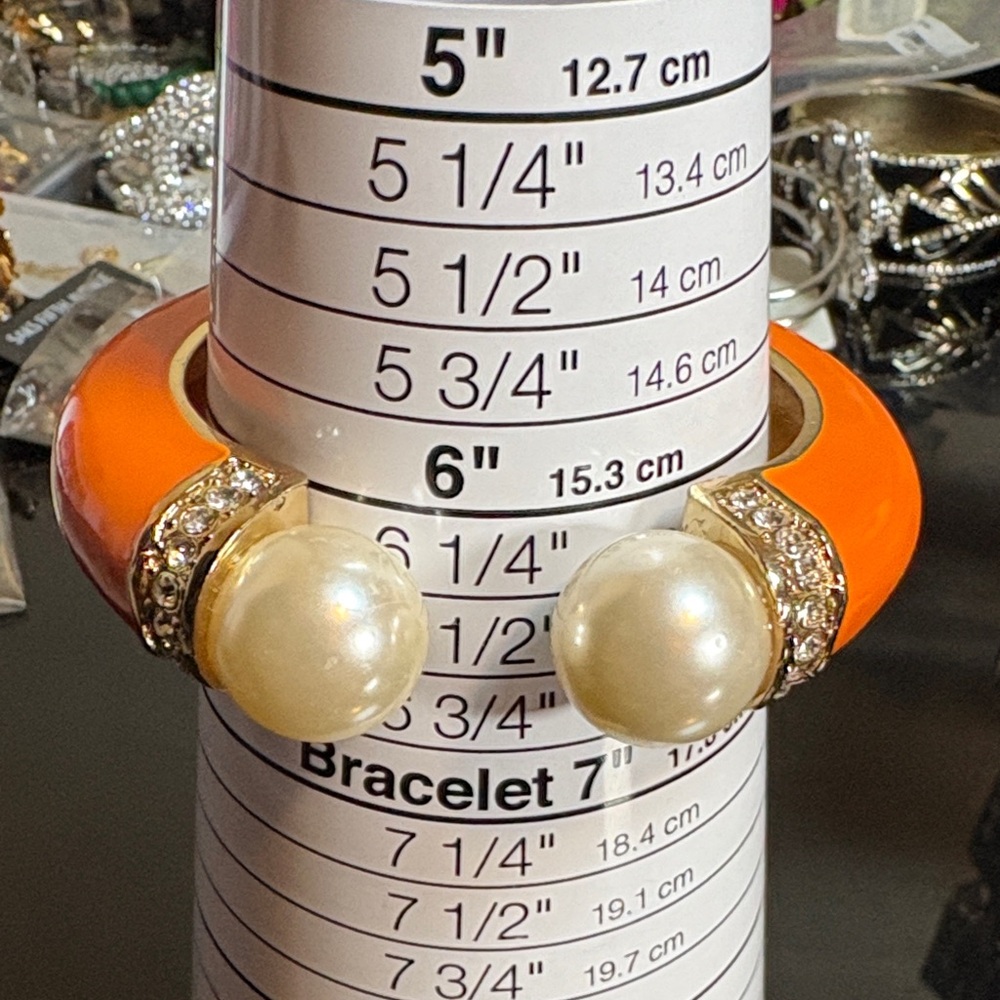 Orange and Gold Pearl Cuff Bracelet